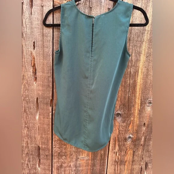 H&M Green/Teal Lace V-Neck Short Sleeve Casual Business Shirt Tank Top - Picture 6 of 14